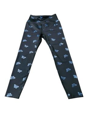 Beyond Yoga Women’s Black Leggings with Blue Butterfly Motif Size Small